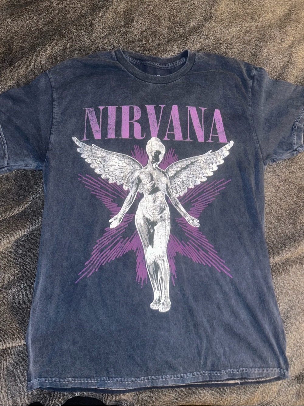 NIRVANA Navy Short-Sleeve Tee with Angel Graphic